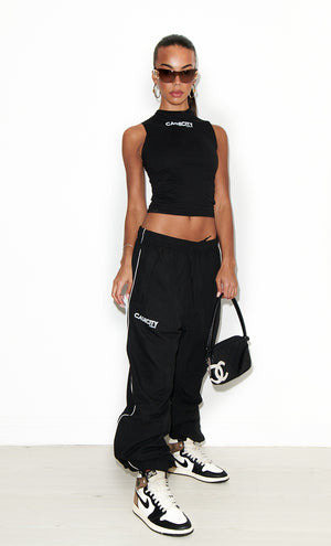 Black Piped baggy pants