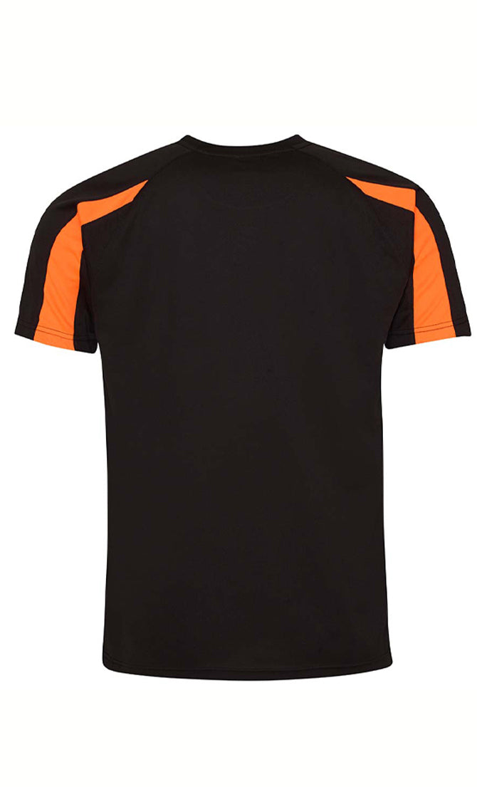 Black & Orange Football Style T-shirt with Logo Piece