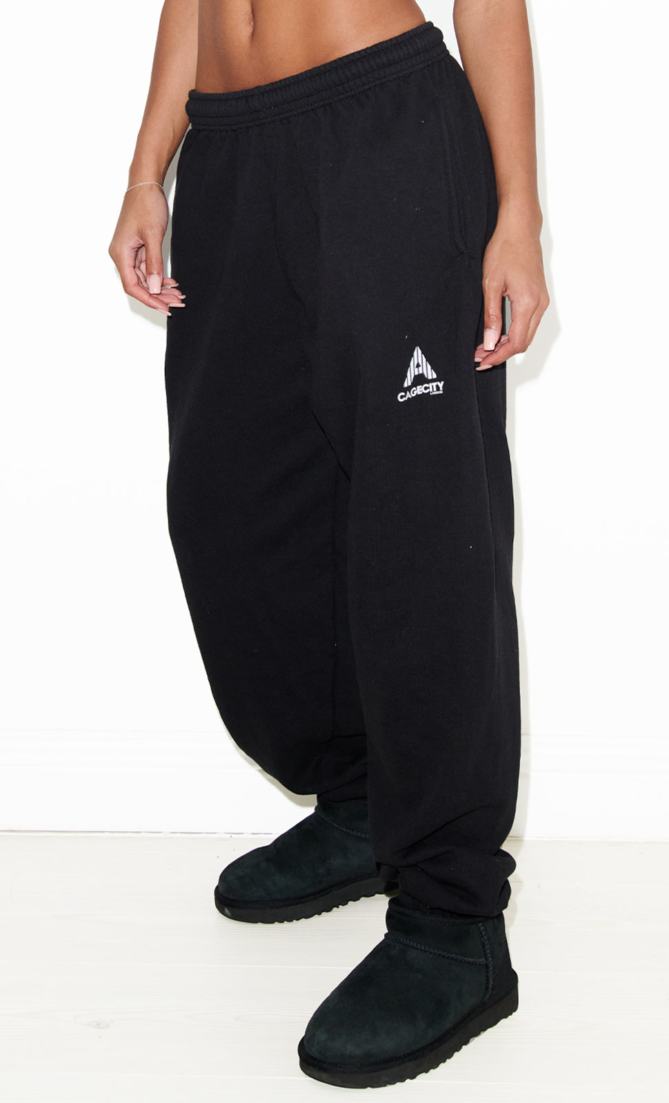 Black Oversize Joggers with Logo Piece
