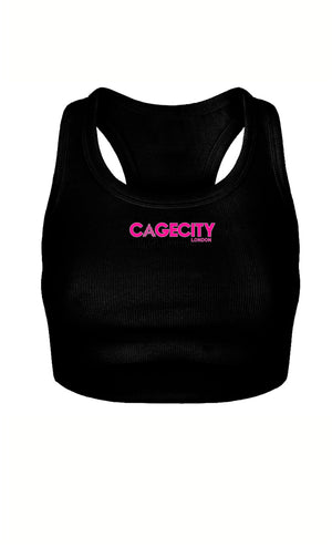 Black Ribbed raw cut vest