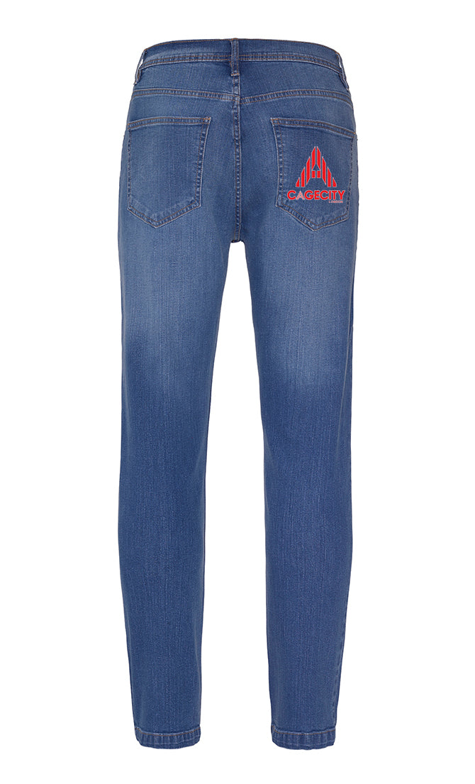 Mid wash Jeans with Logo Piece
