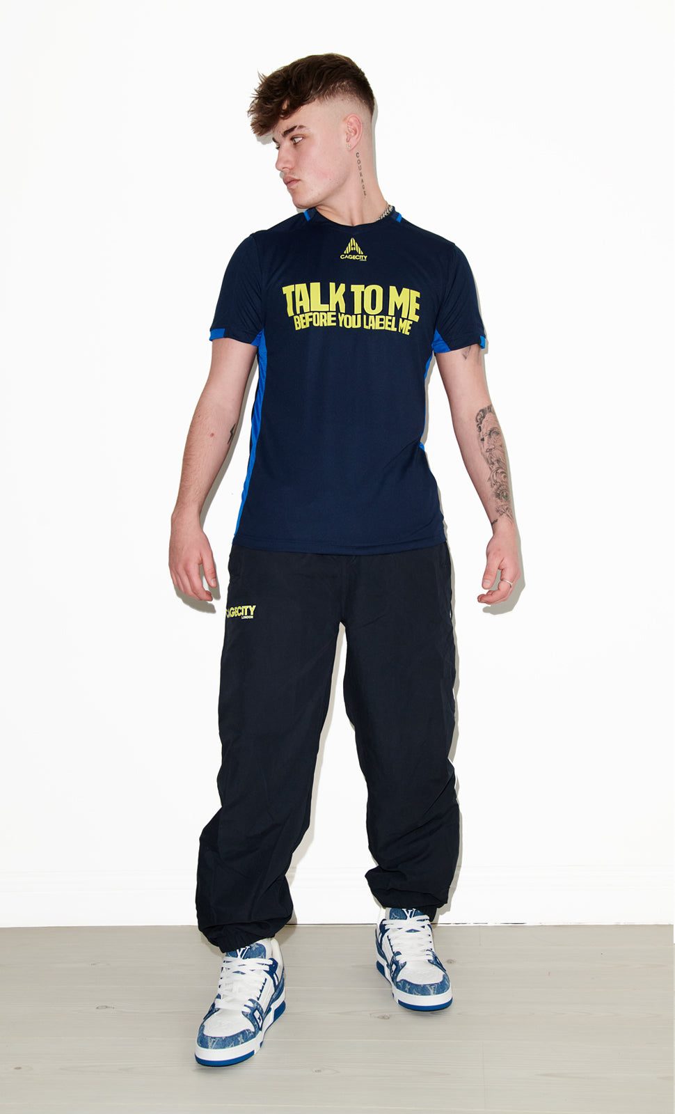 Navy Piped baggy pants