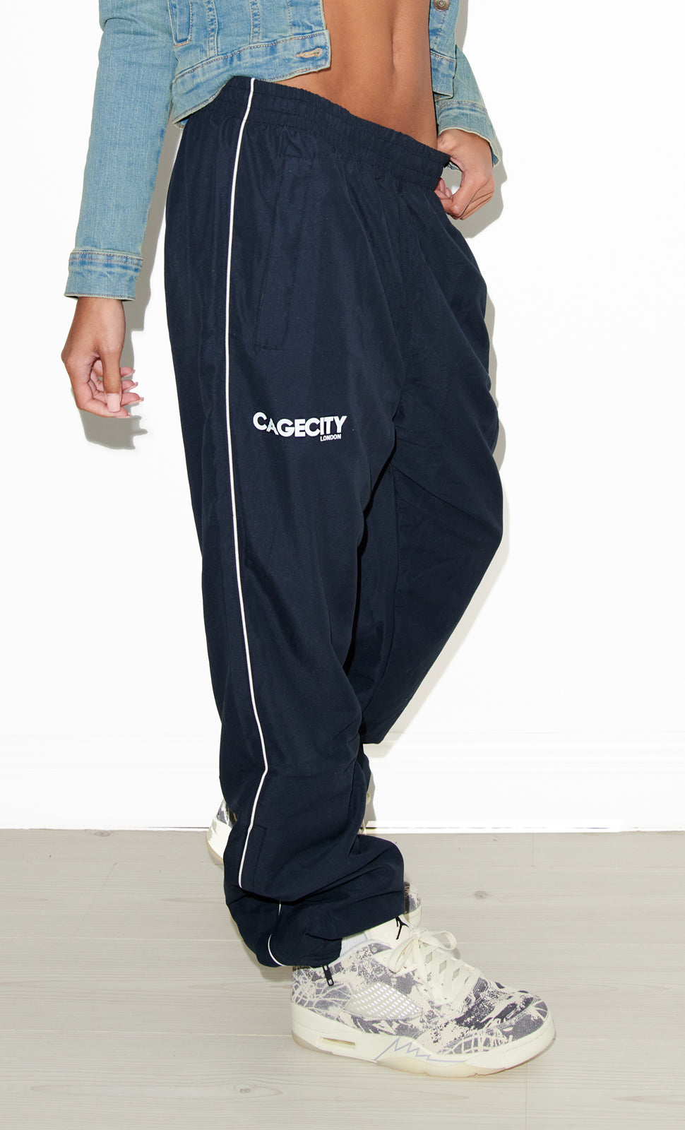 Navy Piped baggy trackies