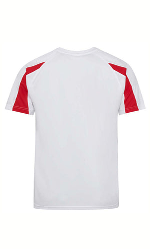 White & Red Football Style Fitted T-shirt