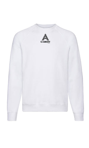 White Crewneck Jumper with Logo Piece