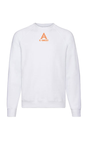 White Crewneck Jumper with Logo Piece