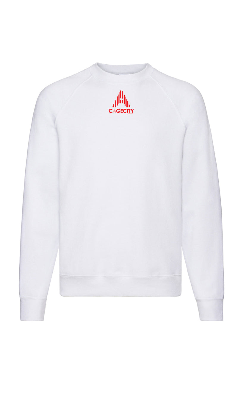 White Crewneck Jumper with Logo Piece