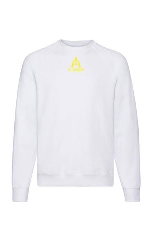 White Crewneck Jumper with Logo Piece