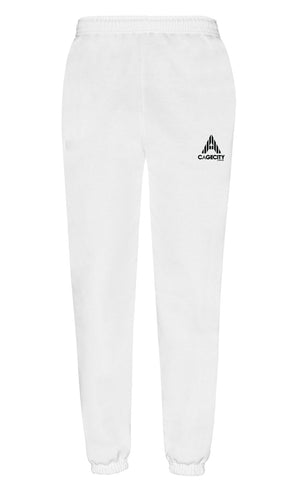 White oversize Joggers with Logo Piece
