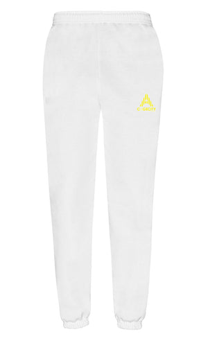 White oversize Joggers with Logo Piece